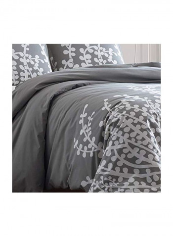 Branches Printed Duvet Cover Set Grey/White King