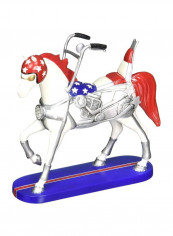 Stone Resin Horse Figurine White/Blue/Red 5.25inch