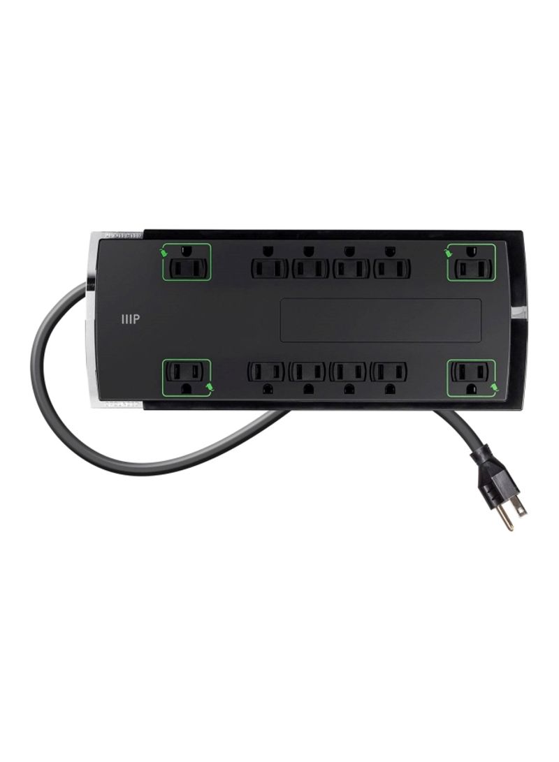 12-Outlet Surge Protector Power Strip Black 14.1x9.1x1.6inch