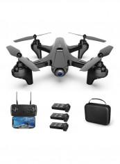 RC Drone with Camera Dual Camera Drone 4k RC Quadcopter WiFi FPV Drone Folding Drone Headless Mode One Key Return Drone with Portable Bag 3 Batteries Black 29*9*23cm
