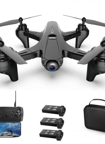 RC Drone with Camera Dual Camera Drone 4k RC Quadcopter WiFi FPV Drone Folding Drone Headless Mode One Key Return Drone with Portable Bag 3 Batteries Black 29*9*23cm