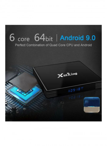 X88 King Android 9.0 TV Set Top Box With Remote V6907UK-1 Black