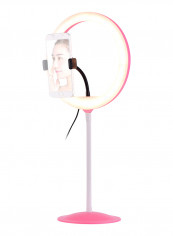 3200K-5500K Colour Temperature Dimmable Photography LED Ring Light 9inch Pink