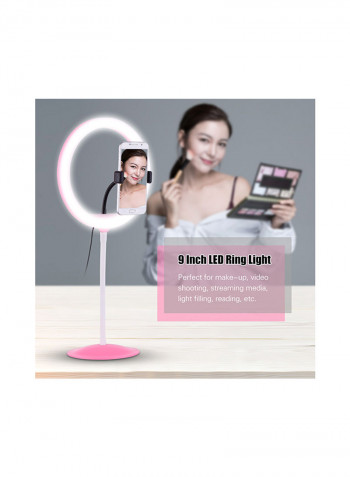 3200K-5500K Colour Temperature Dimmable Photography LED Ring Light 9inch Pink
