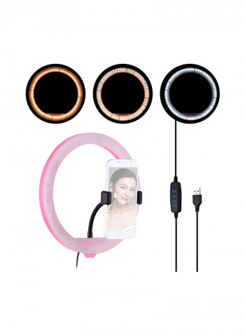 3200K-5500K Colour Temperature Dimmable Photography LED Ring Light 9inch Pink