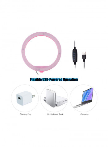 3200K-5500K Colour Temperature Dimmable Photography LED Ring Light 9inch Pink