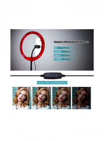 3200K-5500K Colour Temperature Dimmable Photography LED Ring Light 9inch Pink