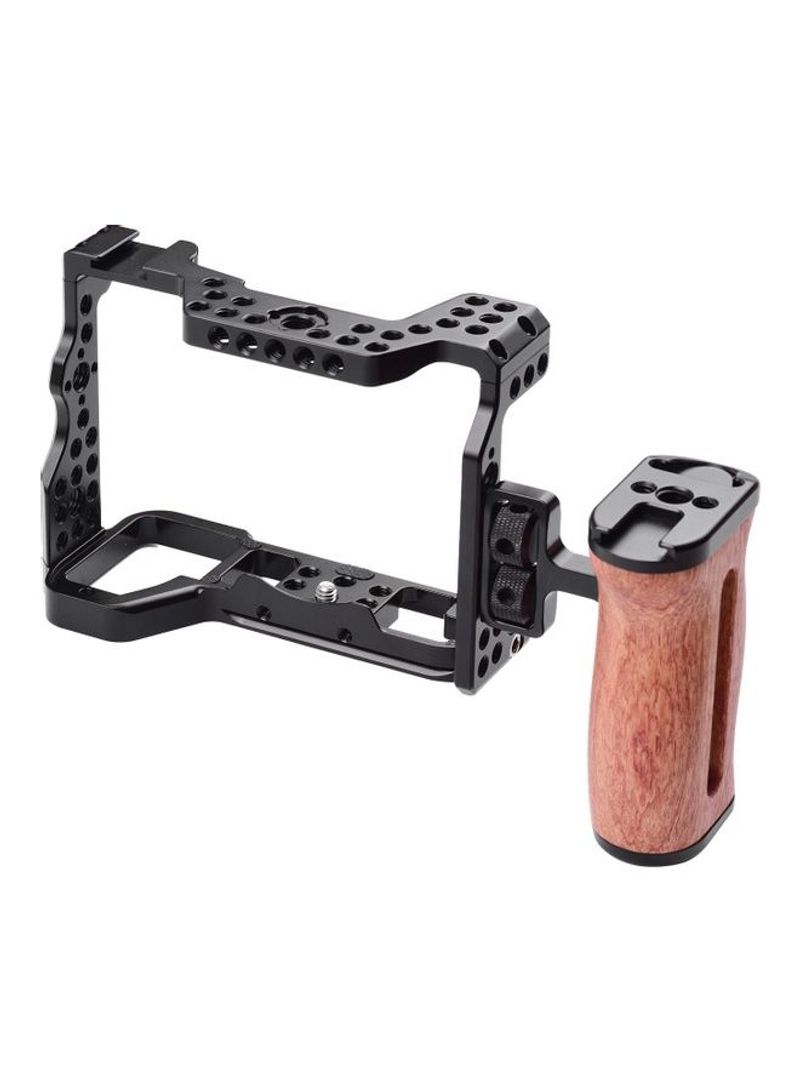 Camera Cage with Side Wooden Handle Black/Brown
