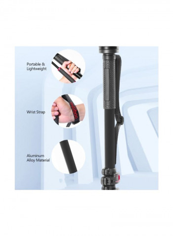 Carbon Fiber Photography Monopod For DSLR Cameras/Smartphone Black