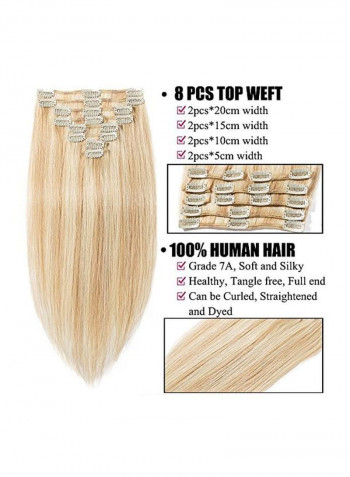 8-Piece Clip In Hair Extension Set 18/613 Ash Blonde/Bleach Blonde 18inch