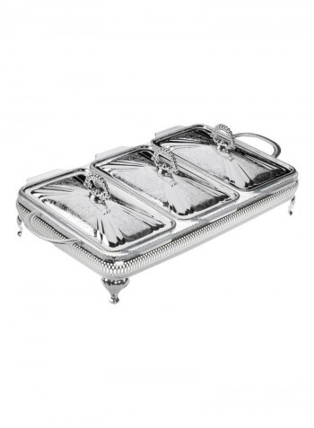 Triple Casserole With Lid Silver 51.5x25.5x15cm