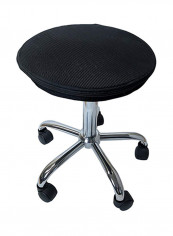Swiveling Adjustable Height Office Desk Stool Black