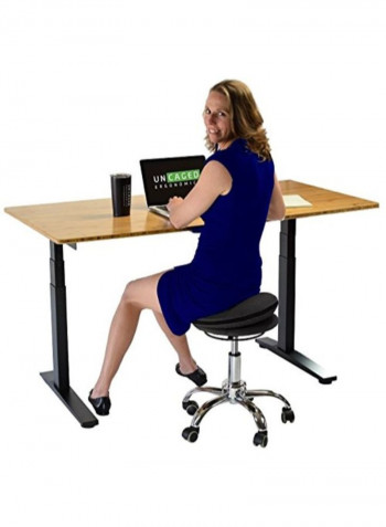 Swiveling Adjustable Height Office Desk Stool Black