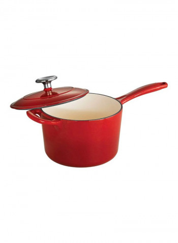 Enameled Saute Pan With Lid Red/Beige 2.5L