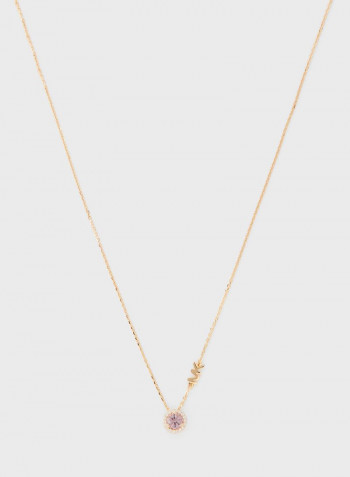 Stone Studded Pendant Necklace Gold