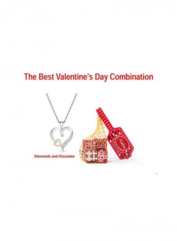 10 Karat Gold And 925 Sterling Silver 0.03 Ct Diamond Double Heart Shaped Pendant Necklace