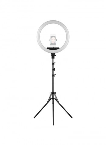 LED Ring Light With Cell Phone Holder 18inch Black/White