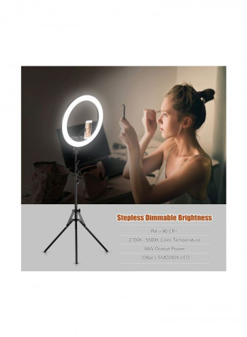 LED Ring Light With Cell Phone Holder 18inch Black/White
