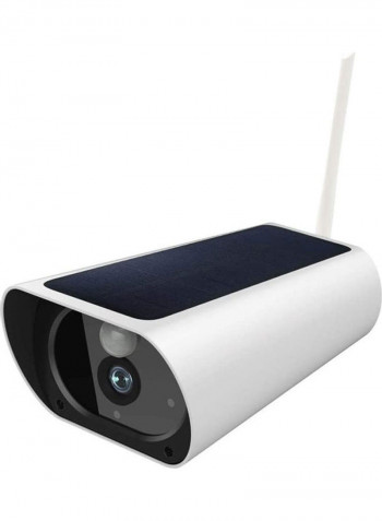 Solar-Powered Outdoor Security Camera White/Black