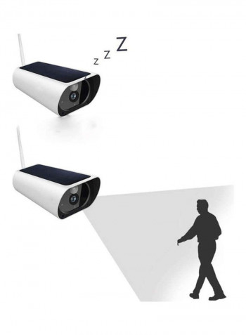 Solar-Powered Outdoor Security Camera White/Black