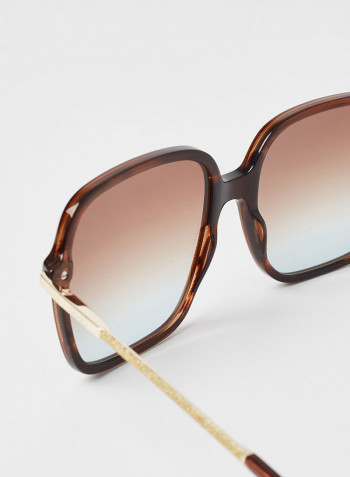 Women's Full Rim Acetate Modified Rectangle Sunglasses - Lens Size: 56 mm