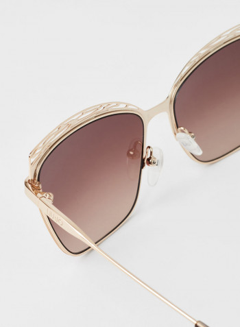 Women's Full Rim Metal Modified Rectangle Sunglasses - Lens Size: 57 mm