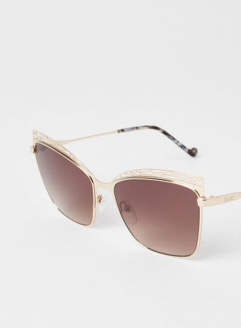 Women's Full Rim Metal Modified Rectangle Sunglasses - Lens Size: 57 mm