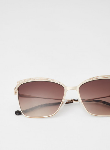 Women's Full Rim Metal Modified Rectangle Sunglasses - Lens Size: 57 mm