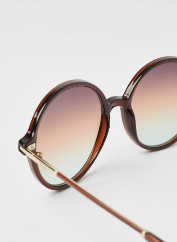 Women's Full Rim Injected Round Sunglasses - Lens Size: 55 mm