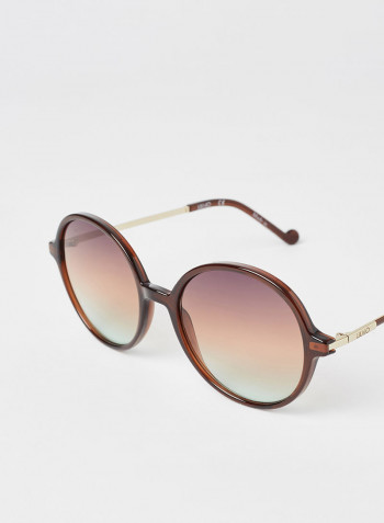Women's Full Rim Injected Round Sunglasses - Lens Size: 55 mm