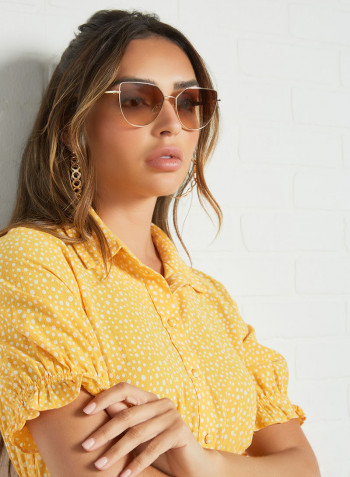 Women's Full Rim Metal Cat Eye Sunglasses - Lens Size: 58 mm