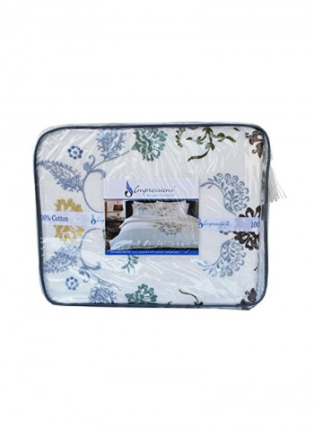 3-Piece Duvet Cover Set Beige/Green/Blue Full/Queen