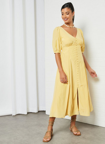 Belle Puff Sleeve Dress Yellow