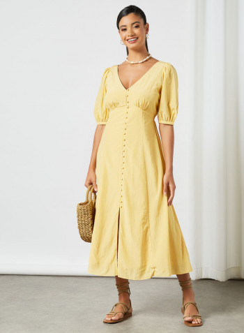 Belle Puff Sleeve Dress Yellow