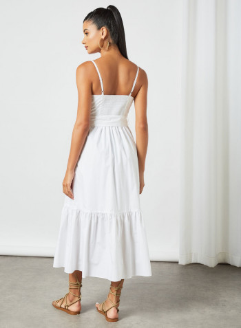 Tiered Midi Dress White