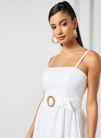 Tiered Midi Dress White