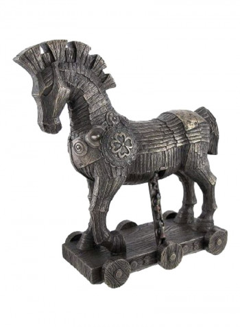 Ancient Greek Trojan Horse Statue Grey 10x9.5x4inch