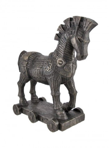 Ancient Greek Trojan Horse Statue Grey 10x9.5x4inch