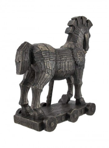 Ancient Greek Trojan Horse Statue Grey 10x9.5x4inch