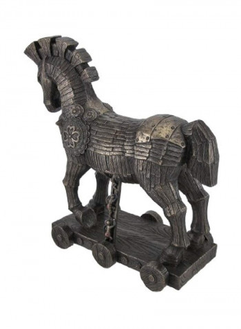 Ancient Greek Trojan Horse Statue Grey 10x9.5x4inch