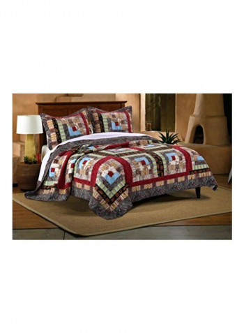 3-Piece Quilt Set Red/Green/Brown Twin