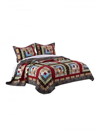 3-Piece Quilt Set Red/Green/Brown Twin