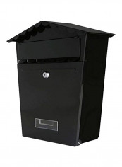 Wall Mount Lockable Mailbox Black 13.2x5.2x14.1inch