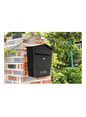 Wall Mount Lockable Mailbox Black 13.2x5.2x14.1inch