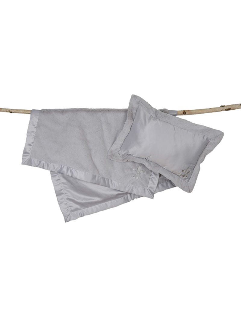 Cuddle Plush Nap To Go Blanket Polyester Oyster-Fleur de lis