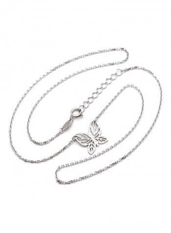 18 Karat White Gold Butterfly Design Necklace