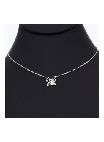 18 Karat White Gold Butterfly Design Necklace