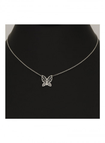 18 Karat White Gold Butterfly Design Necklace