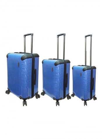 Hardside 3 Piece Luggage Trolley Set Blue
