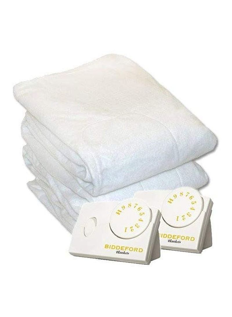 Electric Heated Mattress Pad Polyester White King